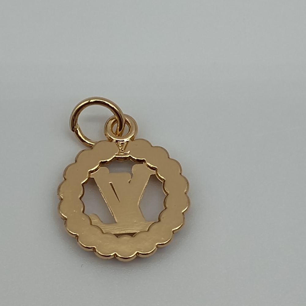 LOUIS VUITTON LV Crystal Charm Gold AB Rhinestone Round Pendant Logo - Picture 3 of 5